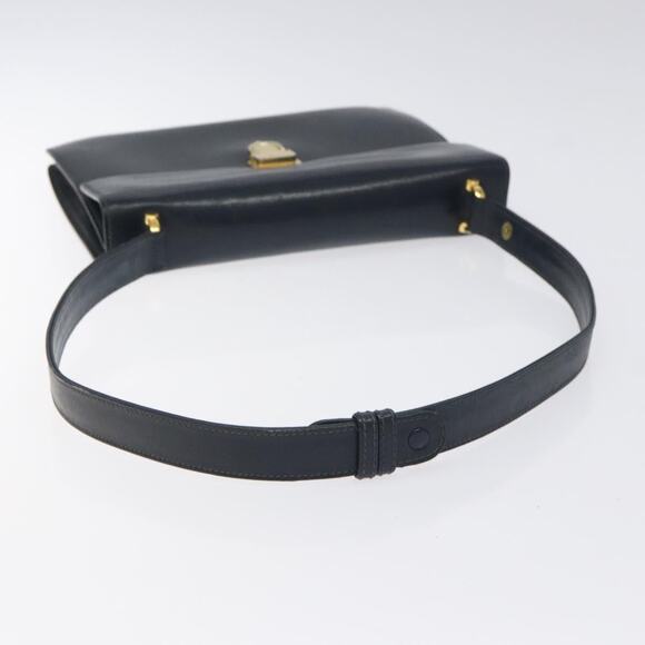 CELINE Shoulder Bag Leather Navy Gold - Picture 7 of 13